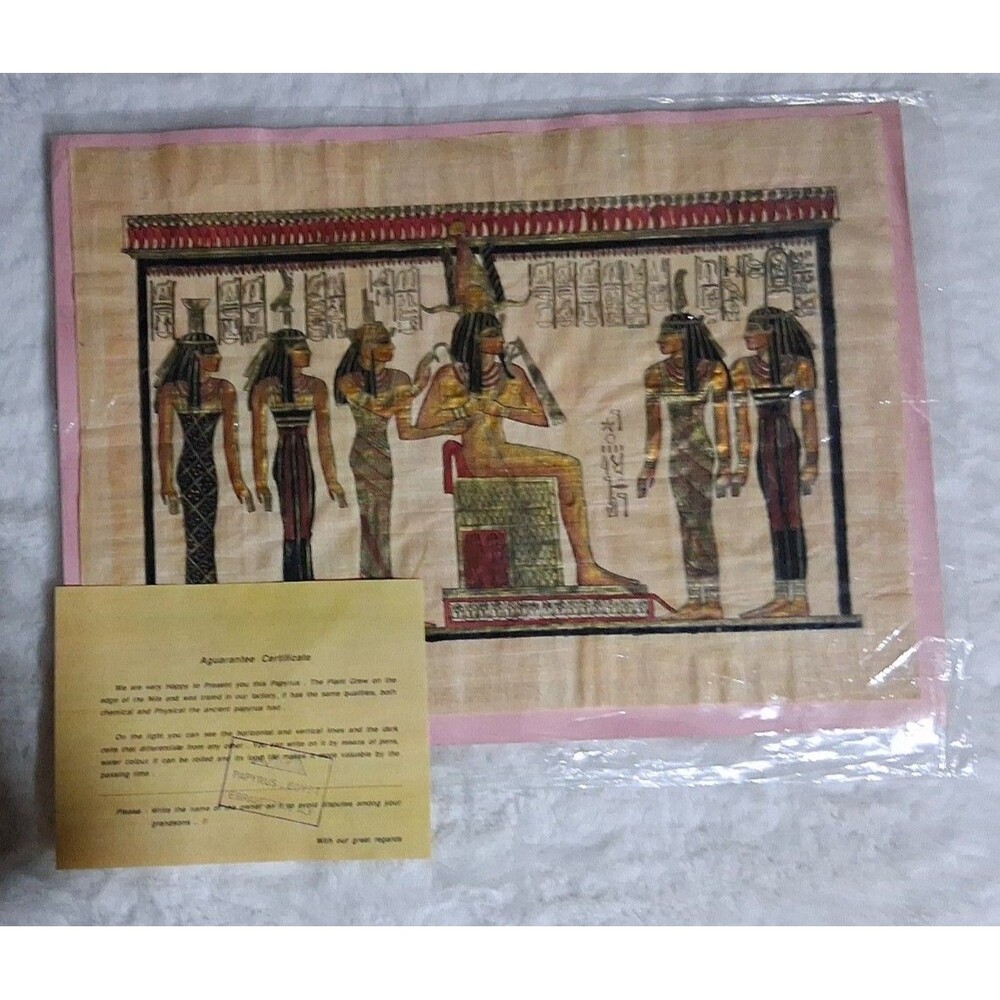Authentic Papyrus Egypt Painting w certificate 12x16 signed Adel Ghabbour